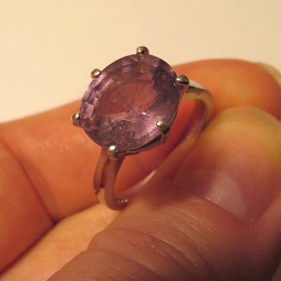 Large Natural Pink Mauve Grey Blue Color Change Sapphire In Sterling Silver Ring - Picture 5 of 9